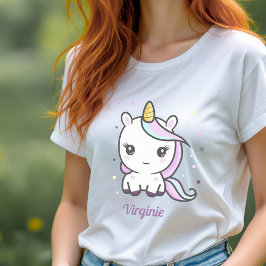 Vrouw T-Shirt met een Cute Unicorn