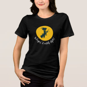 Vrouw T-shirts "Wingin" het, heks-stijl "