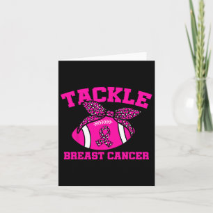 Vrouw Tackle Voetbal Ribbon Borstkanker Bewustzijn Kaart