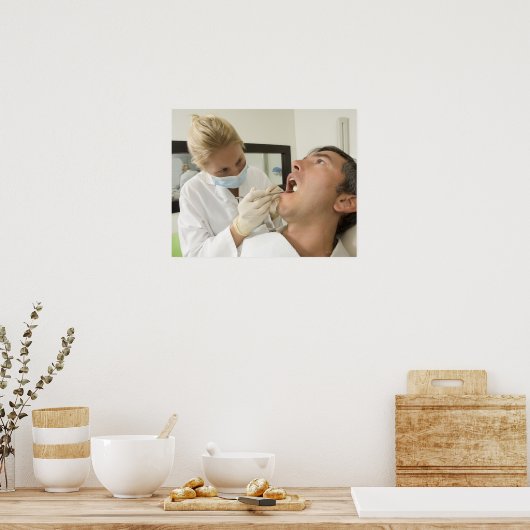 Vrouw tandheelkundige man poster (Keuken)