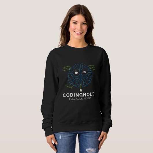 Vrouw Tech Brain Circuit Coderingsgrafiek IT Meisj Trui (Voorkant volledig)
