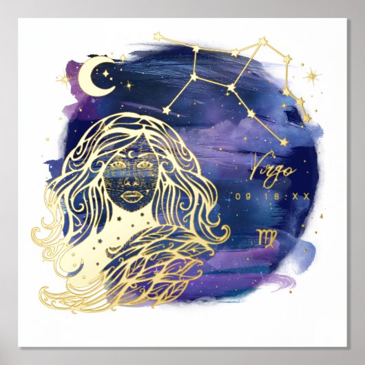 Vrouw-teken van de Aangepaste geboortedatum van Zo Folie Afdrukken (Voorkant)