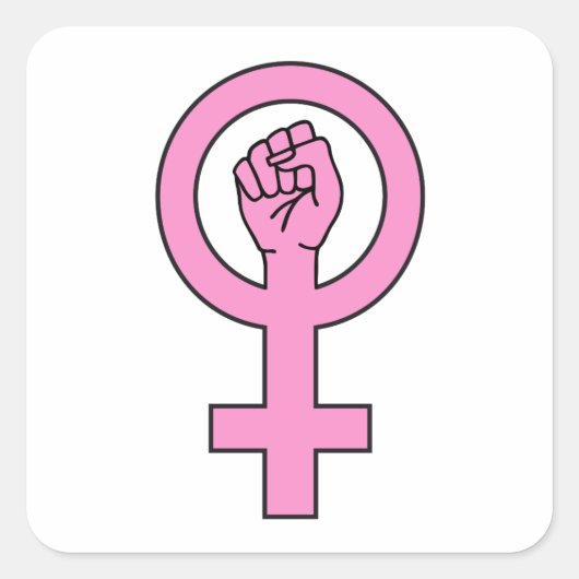 vrouw teken vierkante sticker (Voorkant)