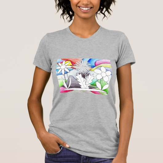 Vrouw Tekenen Kleuren Bloem shirt (Voorkant)