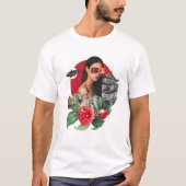 Vrouw, Tempel, Bloemen Collage T-shirt (Voorkant)