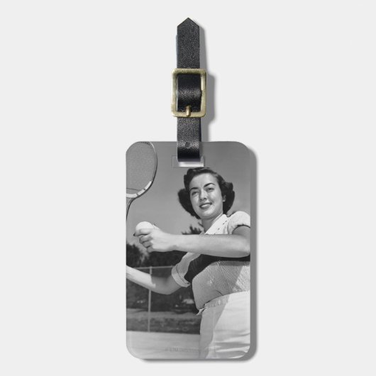 Vrouw Tennis 3 Bagagelabel (Voorkant verticaal)