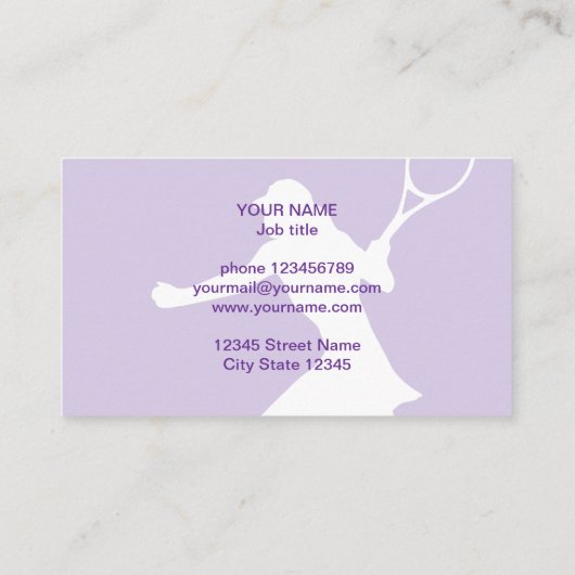 Vrouw Tennis Coach visitekaartje template (Achterkant)