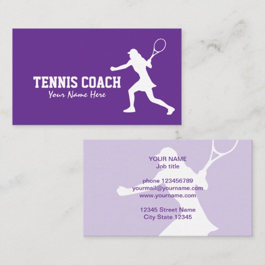 Vrouw Tennis Coach visitekaartje template (Voorkant / Achterkant)
