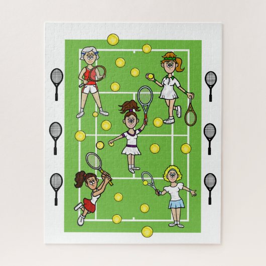 Vrouw Tennis Gals Puzzle Fun Legpuzzel (Verticaal)