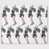 Vrouw Tennis Player Cadeaupapier (Vlak)