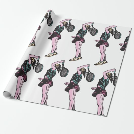 Vrouw Tennis Player Cadeaupapier (Uitgerold)