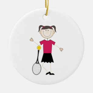 Vrouw Tennis Player Keramisch Ornament