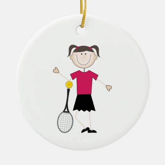 Vrouw Tennis Player Keramisch Ornament (Voorkant)