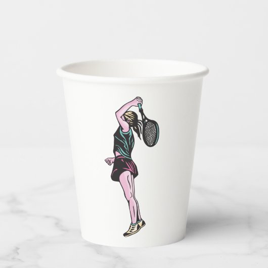 Vrouw Tennis Player Papieren Bekers (Voorkant)