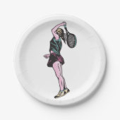 Vrouw Tennis Player Papieren Bordje (Voorkant)