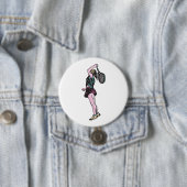 Vrouw Tennis Player Ronde Button 7,6 Cm (In situ)