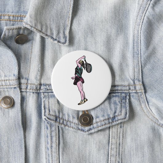 Vrouw Tennis Player Ronde Button 7,6 Cm (In situ)