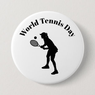 Vrouw Tennis Player Silhouette Button