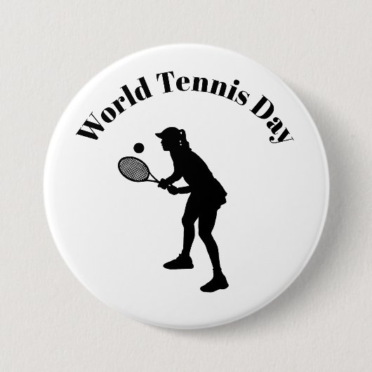 Vrouw Tennis Player Silhouette Button (Voorkant)