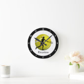 Vrouw Tennis Player Silhouette Girls Name Ball Ronde Klok (Huis)