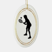 Vrouw Tennis Player Silhouette kerstversiering Keramisch Ornament (Rechts)