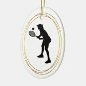 Vrouw Tennis Player Silhouette kerstversiering Keramisch Ornament (Links)