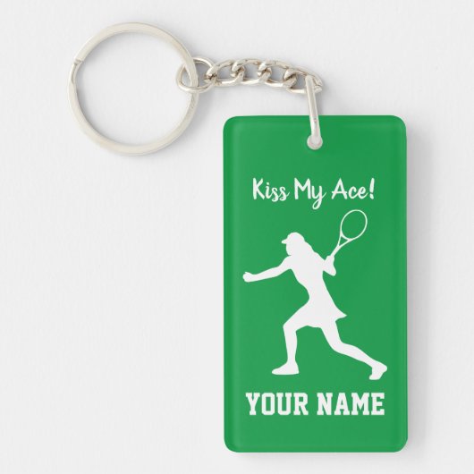 Vrouw tennis player sleutelhanger met aangepaste n (Voorkant)