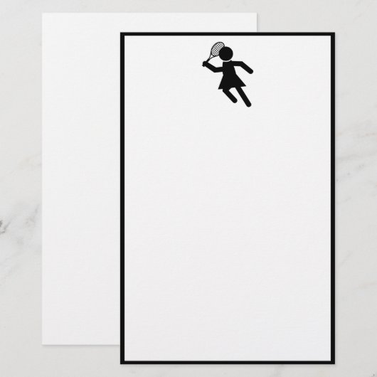 Vrouw Tennis Player - Tennis-symbool Briefpapier (Voorkant / Achterkant)