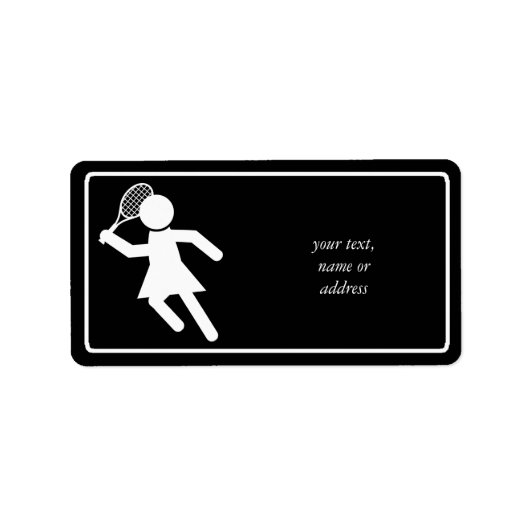 Vrouw Tennis Player - Tennis-symbool (op zwart) Etiket (Voorkant)