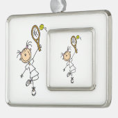 Vrouw Tennis Player Verzilverd Omlijst Ornament (Links)