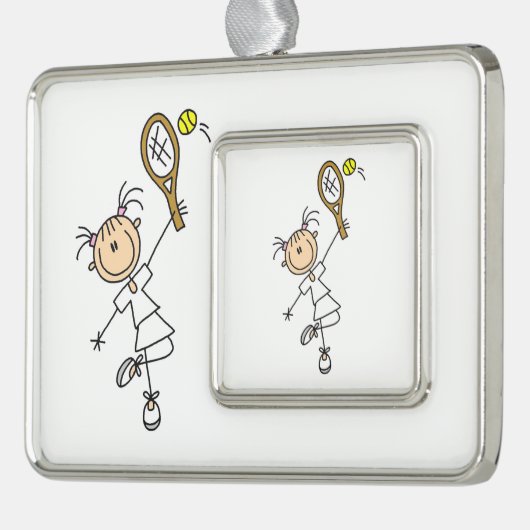 Vrouw Tennis Player Verzilverd Omlijst Ornament (Links)