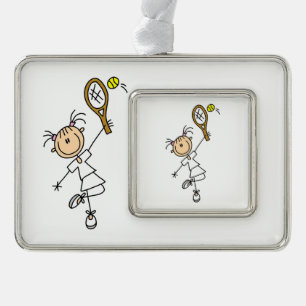 Vrouw Tennis Player Verzilverd Omlijst Ornament