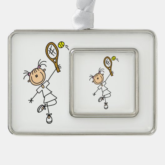 Vrouw Tennis Player Verzilverd Omlijst Ornament (Voorkant)