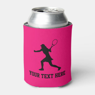 Vrouw tennis silhoutte aangepaste roze koelboxxen blikjeskoeler