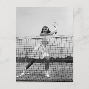 Vrouw Tennis spelen Briefkaart