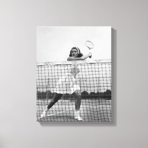 Vrouw Tennis spelen Canvas Afdruk