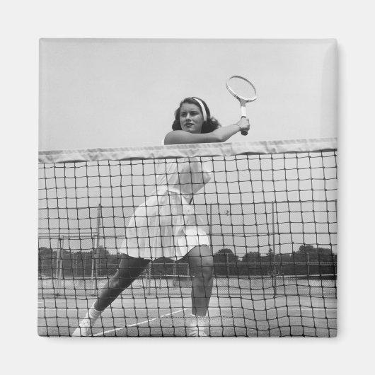 Vrouw Tennis spelen Magneet (Voorkant)