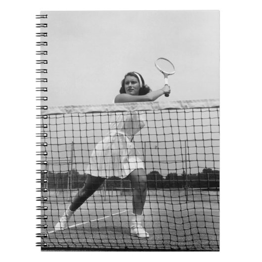 Vrouw Tennis spelen Notitieboek (Voorkant)