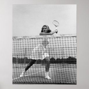 Vrouw Tennis spelen Poster