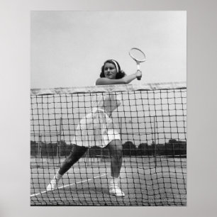 Vrouw Tennis spelen Poster