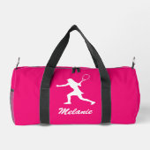 Vrouw tennisspeler custom roze sport plunjezak (Achterkant)