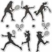 Vrouw tennisspeler in zwart-wit kleur sticker (Voorkant)