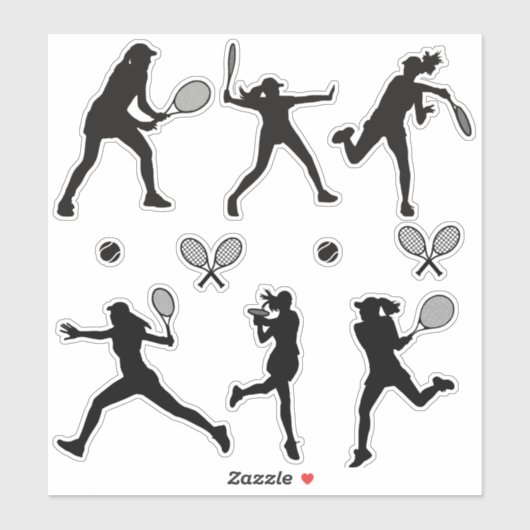 Vrouw tennisspeler in zwart-wit kleur sticker (Vel)