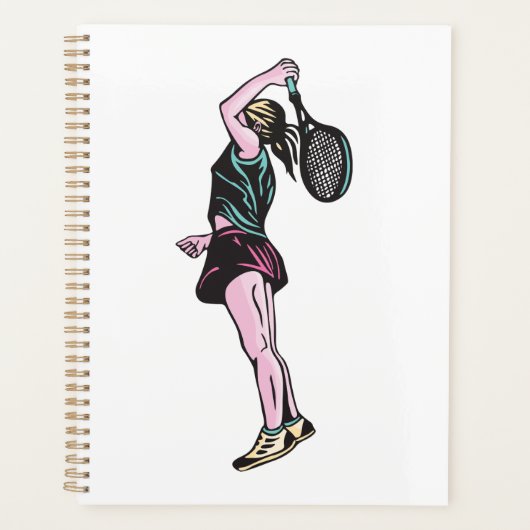 Vrouw Tennisspeler Spiral Planner (Voorkant)