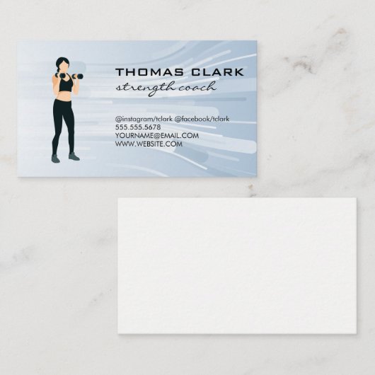 Vrouw tilt gewichten | Fitness Visitekaartje (Voorkant / Achterkant)