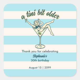 Vrouw Tini Beetje Ouder Martini Retro 30e Verjaard Vierkante Sticker