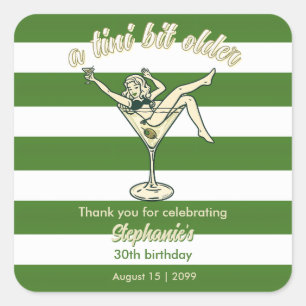 Vrouw Tini Beetje Ouder Martini Retro 30e Verjaard Vierkante Sticker