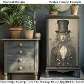 Vrouw, Top Hat & Veil, Ogen Verborgen CS1 Decoupag Tissuepapier