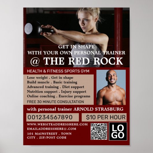 Vrouw trainer, persoonlijke trainer, gym Advertere Poster (Voorkant)
