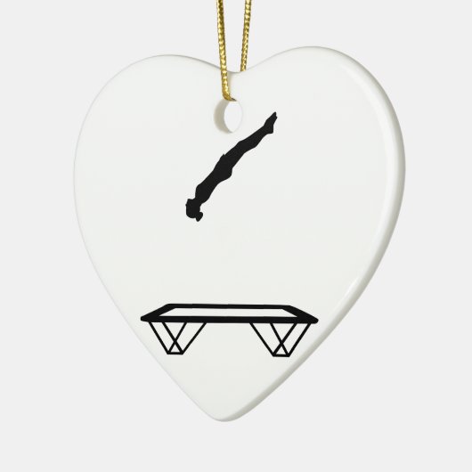 Vrouw trampolinist keramisch ornament (Links)